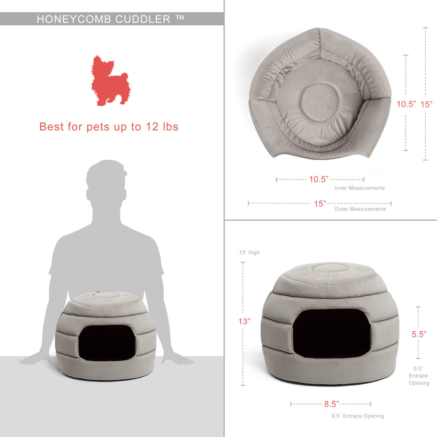 2-in-1 Honeycomb Ilan Hut Cuddler Cat And Dog Bed Regular