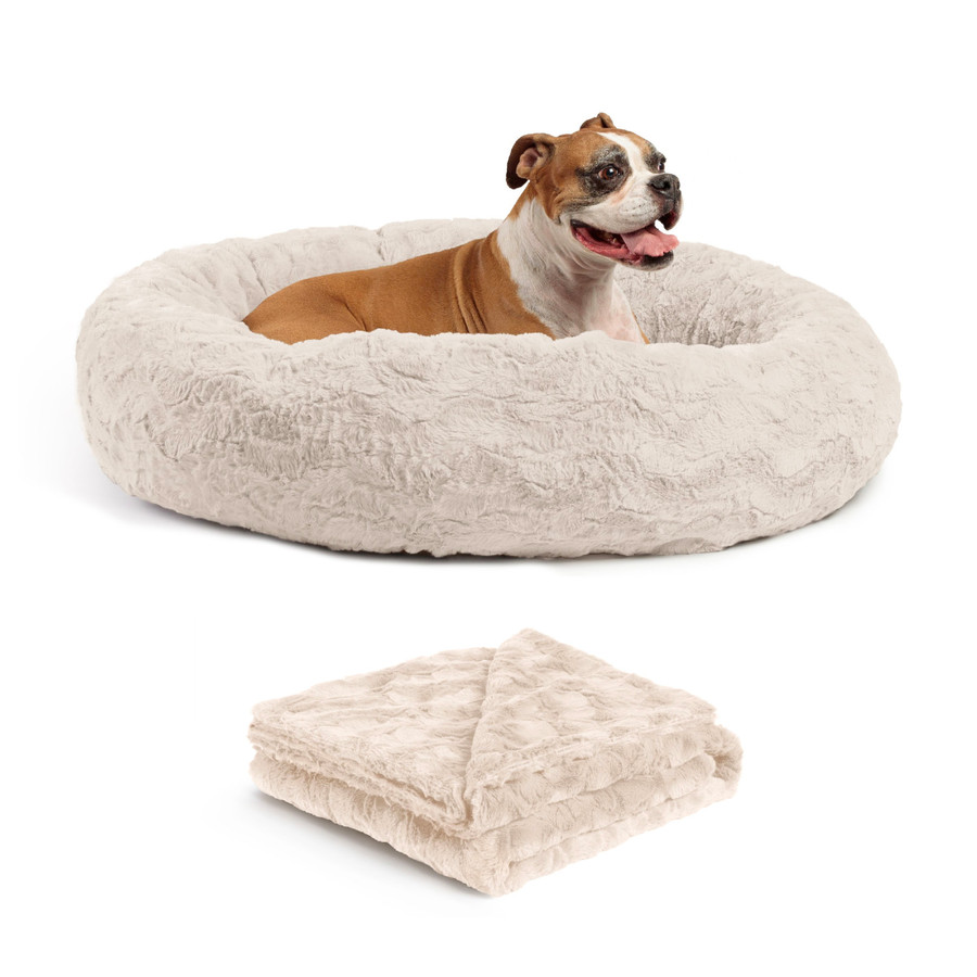 2 Piece Bundle: Donut Lux Bed Throw Blanket Cat & Dog Bundle Set 36x36