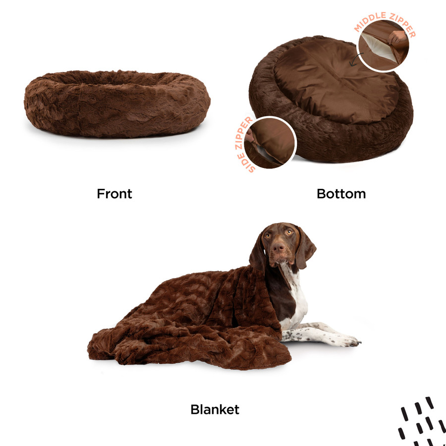 2 Piece Bundle: Donut Lux Bed Throw Blanket Cat & Dog Bundle Set 45x45