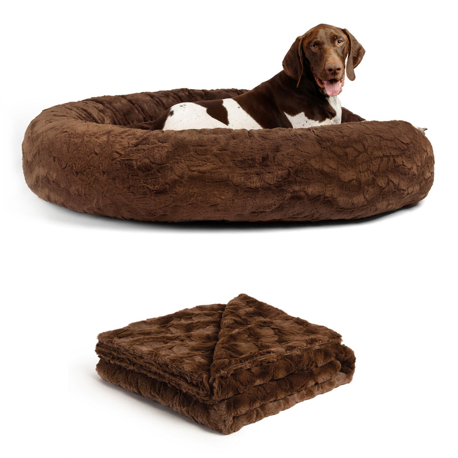 2 Piece Bundle: Donut Lux Bed Throw Blanket Cat & Dog Bundle Set 45x45