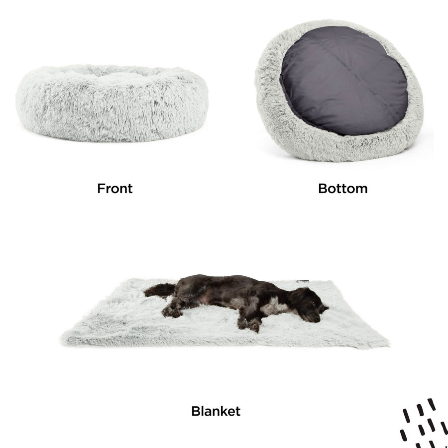 2 Piece Bundle: Donut Shag Bed Throw Blanket Cat & Dog Bundle Set 45x45
