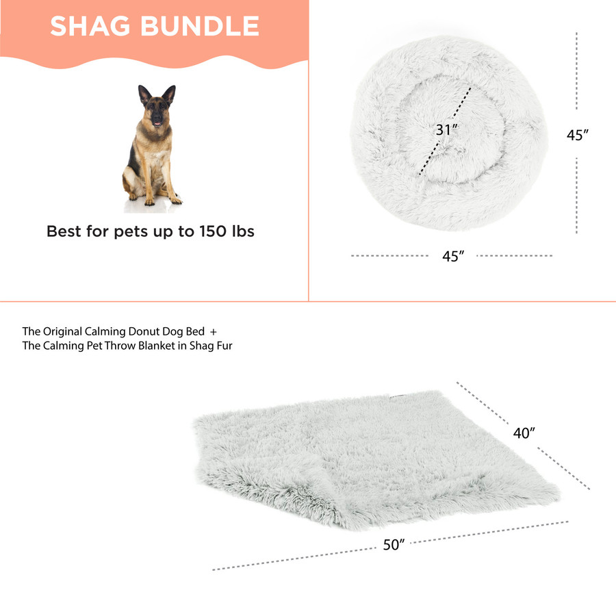 2 Piece Bundle: Donut Shag Bed Throw Blanket Cat & Dog Bundle Set 45x45