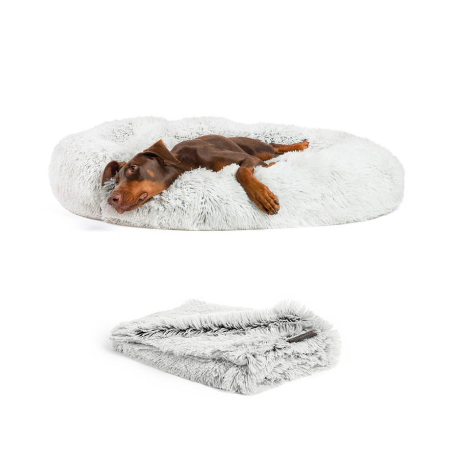 2 Piece Bundle: Donut Shag Bed Throw Blanket Cat & Dog Bundle Set 45x45