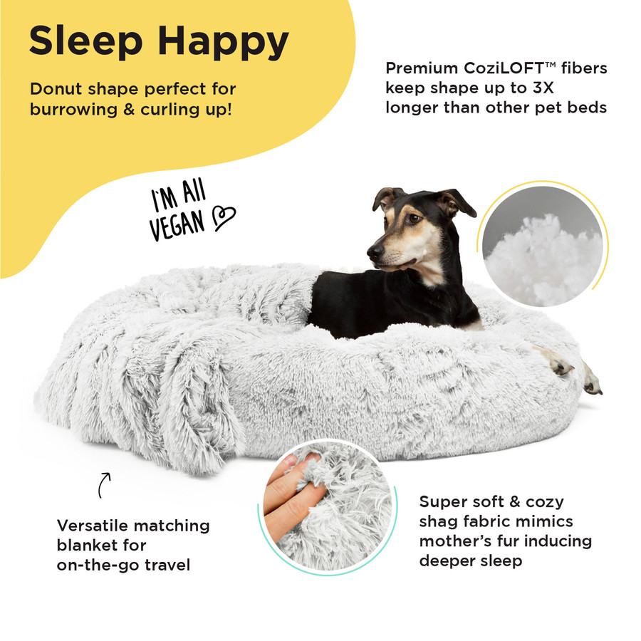 2 Piece Bundle: Donut Shag Bed Throw Blanket Cat & Dog Bundle Set 36x36