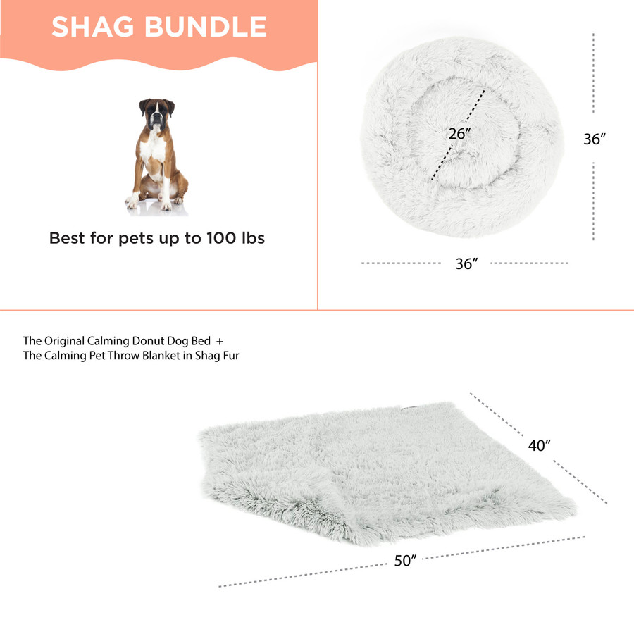 2 Piece Bundle: Donut Shag Bed Throw Blanket Cat & Dog Bundle Set 36x36