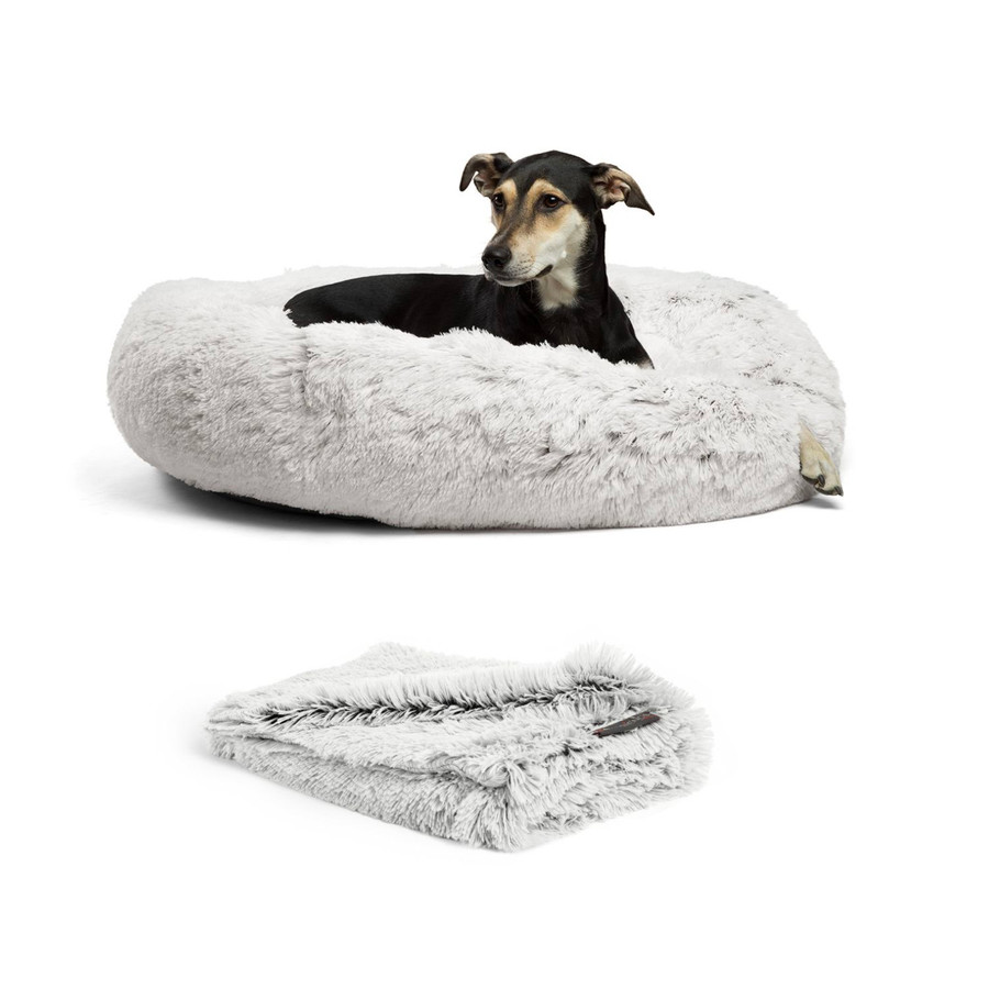 2 Piece Bundle: Donut Shag Bed Throw Blanket Cat & Dog Bundle Set 36x36
