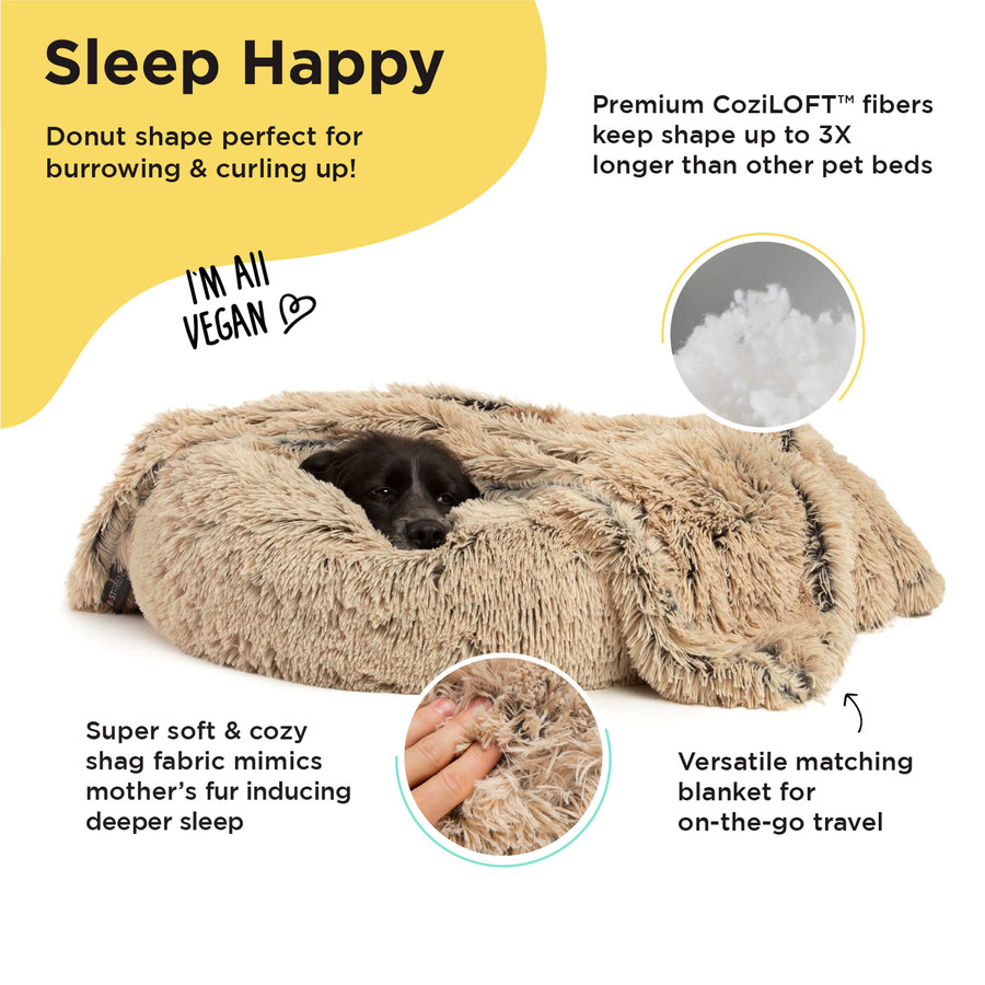2 Piece Bundle: Donut Shag Bed Throw Blanket Cat & Dog Bundle Set 30x30