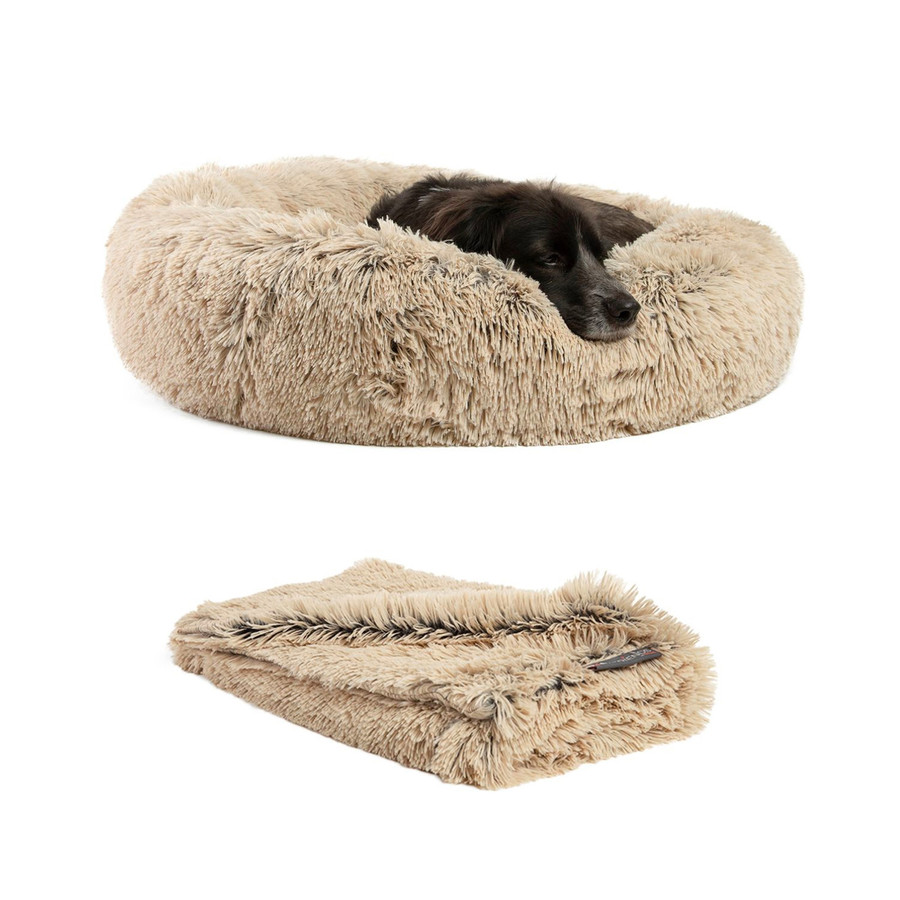 2 Piece Bundle: Donut Shag Bed Throw Blanket Cat & Dog Bundle Set 30x30