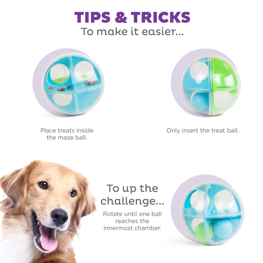 A-Maze Ball Dog Puzzle Treat Ball Dog Enrichment Toy Green