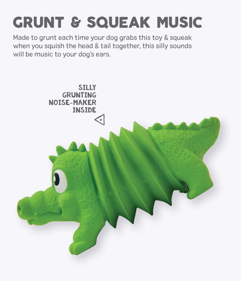 Accordionz Alligator Latex Rubber Dog Toy