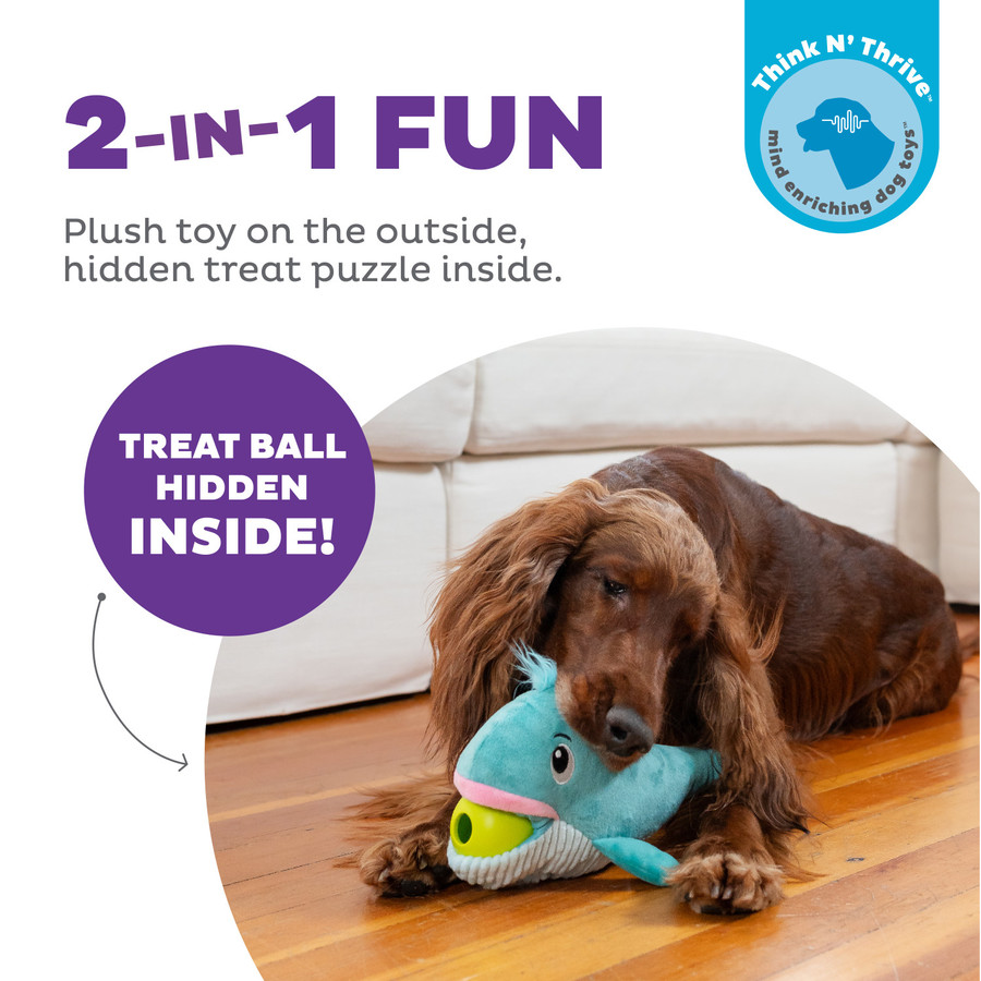 Big Mouthz Interactive Plush Dog Puzzle With Treat Ball Blue
