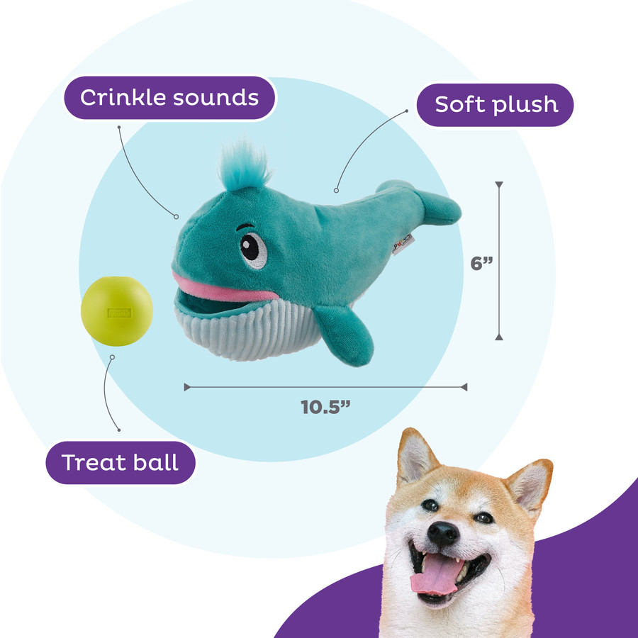 Big Mouthz Interactive Plush Dog Puzzle With Treat Ball Blue