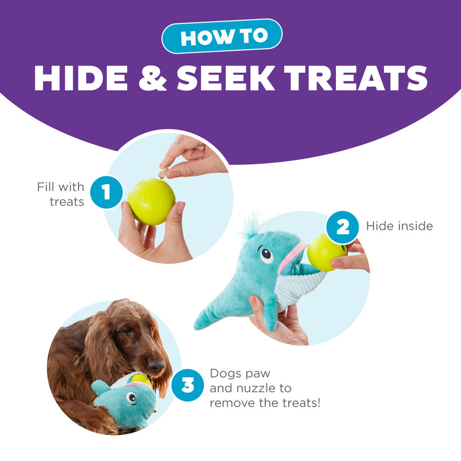 Big Mouthz Interactive Plush Dog Puzzle With Treat Ball Blue