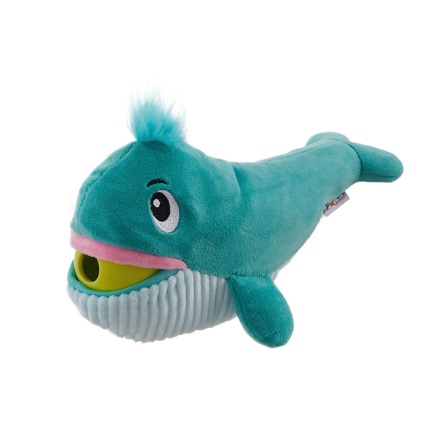 Big Mouthz Interactive Plush Dog Puzzle with Treat Ball Blue