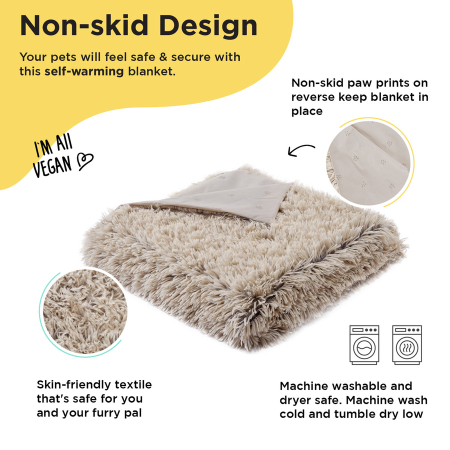 Calming Shag Oversized Dog Blanket For Large Dogs Taupe 60X80