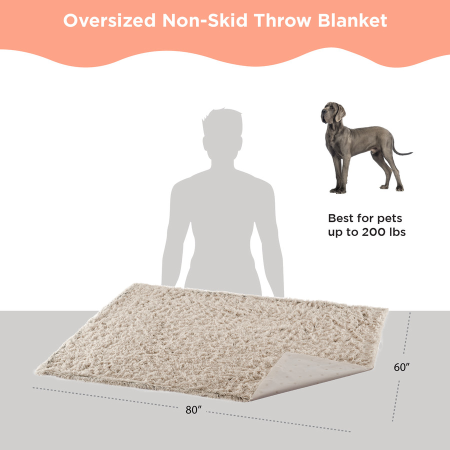 Calming Shag Oversized Dog Blanket For Large Dogs Taupe 60X80
