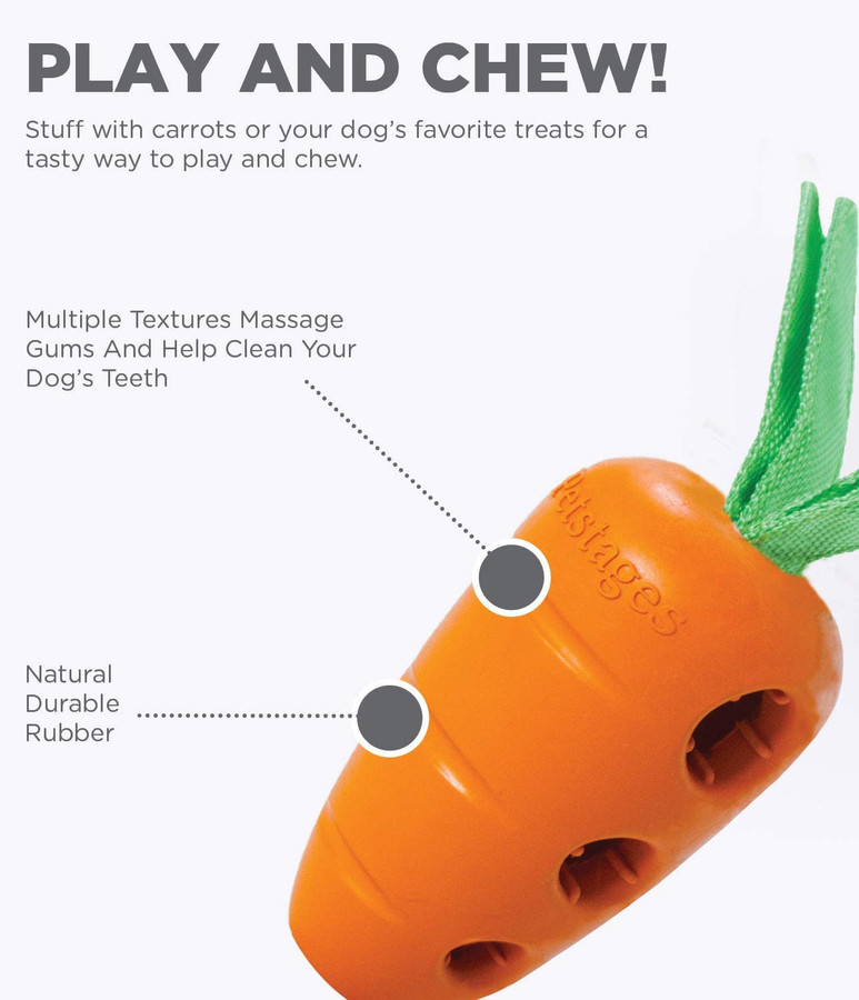 Carrot Stuffer Treat-Dispensing Interactive Dog Toy Orange