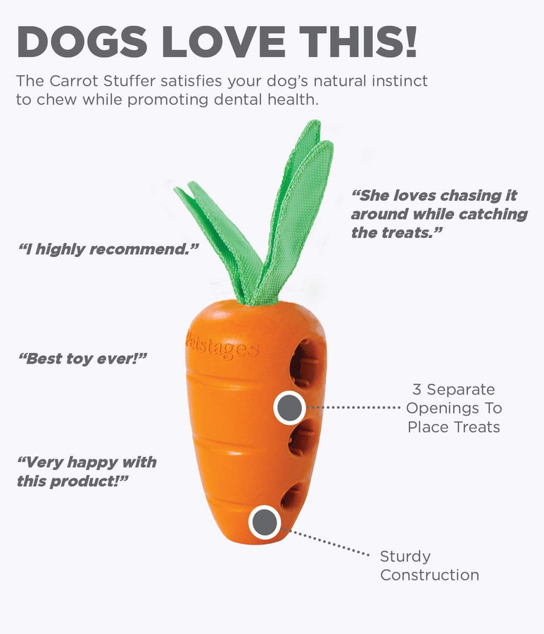 Carrot Stuffer Treat-Dispensing Interactive Dog Toy Orange