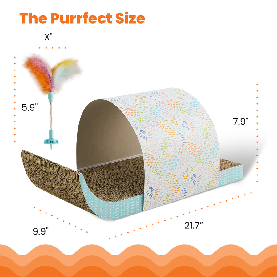 Cat Tunnel Scratcher With Feather Spring Toy And Removable Tunnel Mlt
