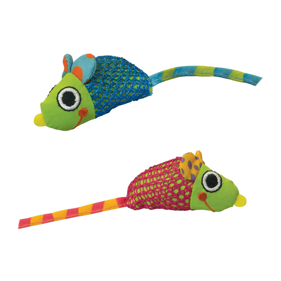 Catnip Chew Mice Dental Health Cat Toy - 2 Pack Multi