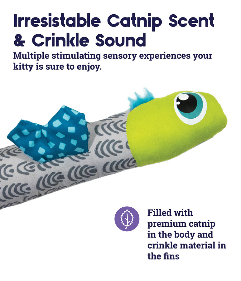Catnip Crunch Fish Cat Toy Grey