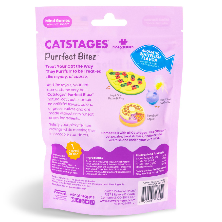 Catstages By Nina Ottosson Purrfect Bitez Natural Crunchy Cat Treats Whitefish 4oz