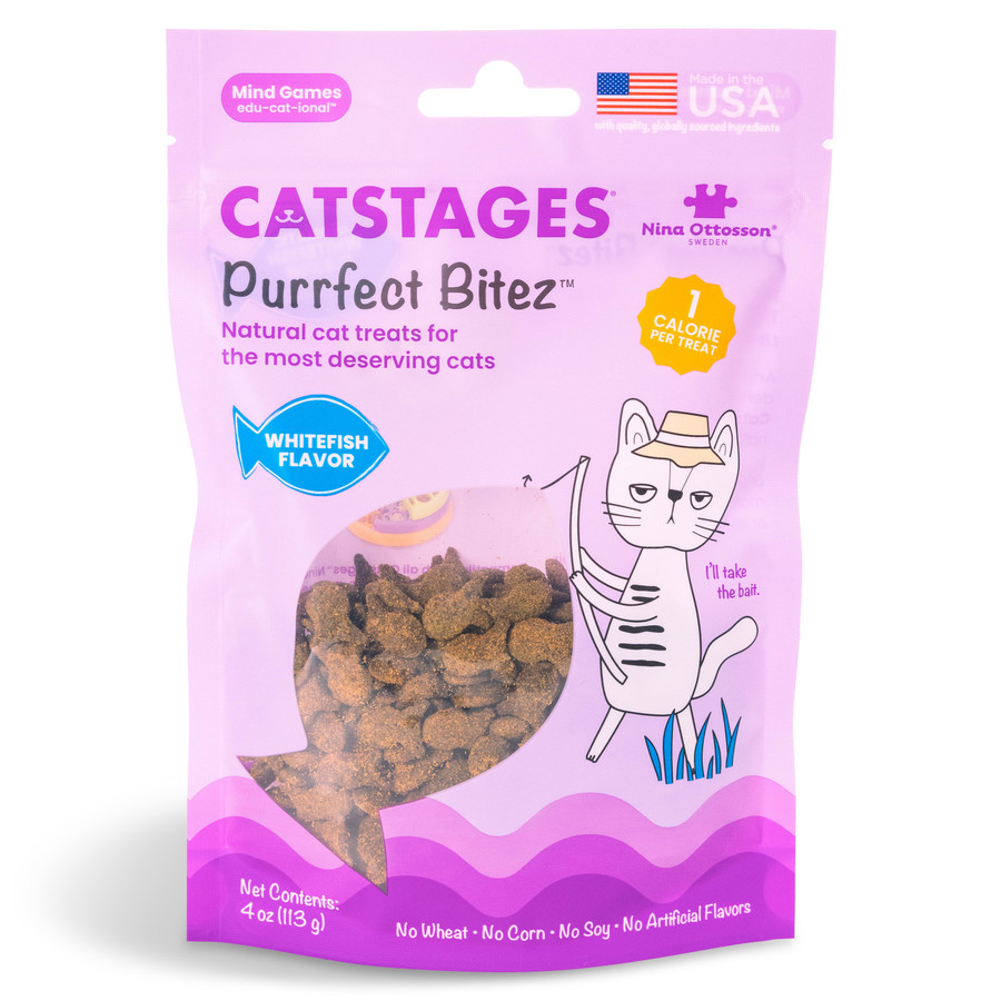 Catstages by Nina Ottosson Purrfect Bitez Natural Crunchy Cat Treats Whitefish 4oz