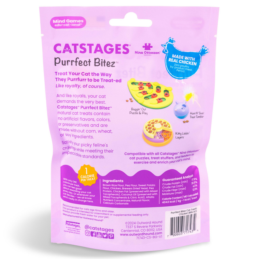 Catstages By Nina Ottosson Purrfect Bitez Natural Crunchy Cat Treats Chicken 4oz