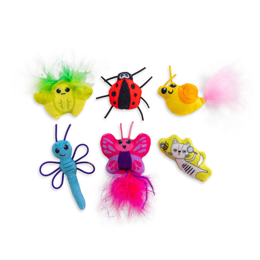 Cute As A Bug Plush Cat Toys 6pk