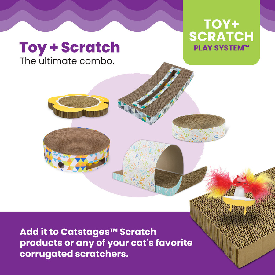 Daisy Scratch And Spinning Catnip Toy Bundle Cat Scratcher And Topper Mlt