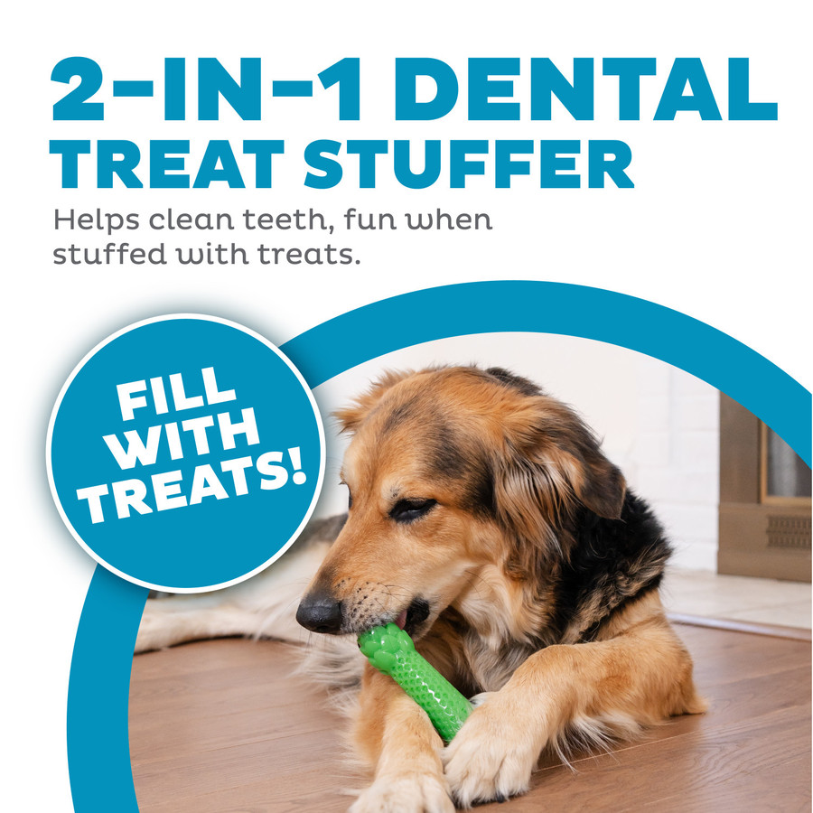 Dental Asparagus Treat-Dispensing Dental Dog Chew Toy Medium Green