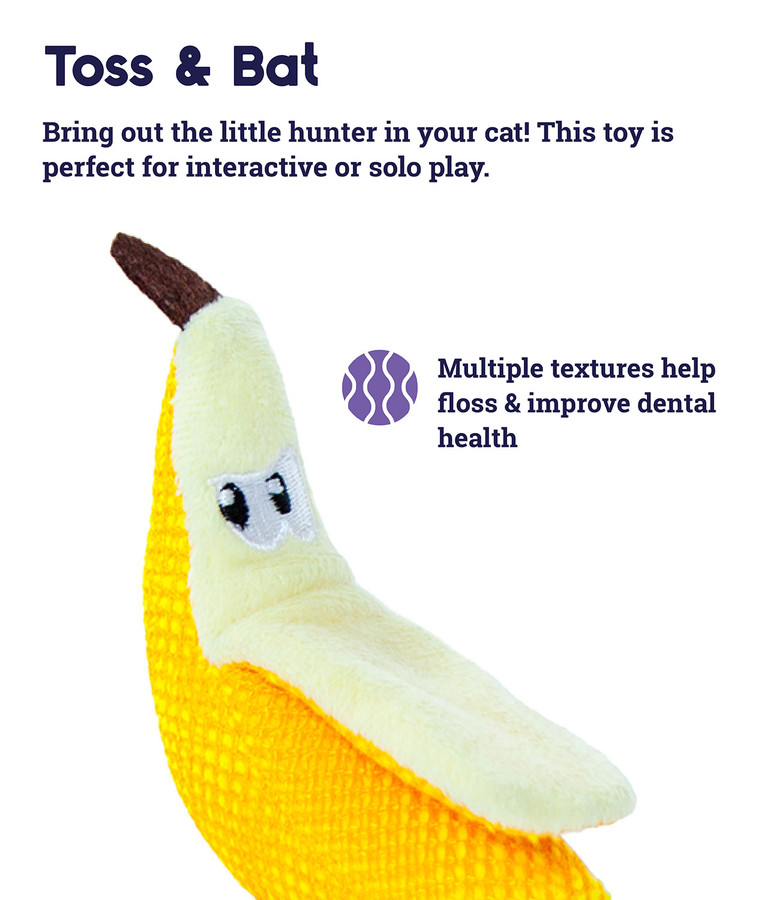 Dental Banana Cat Chew Toy Yellow