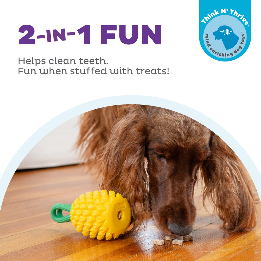 Dental Pineapple Dental Chew Toy And Interactive Treat Stuffer Yellow