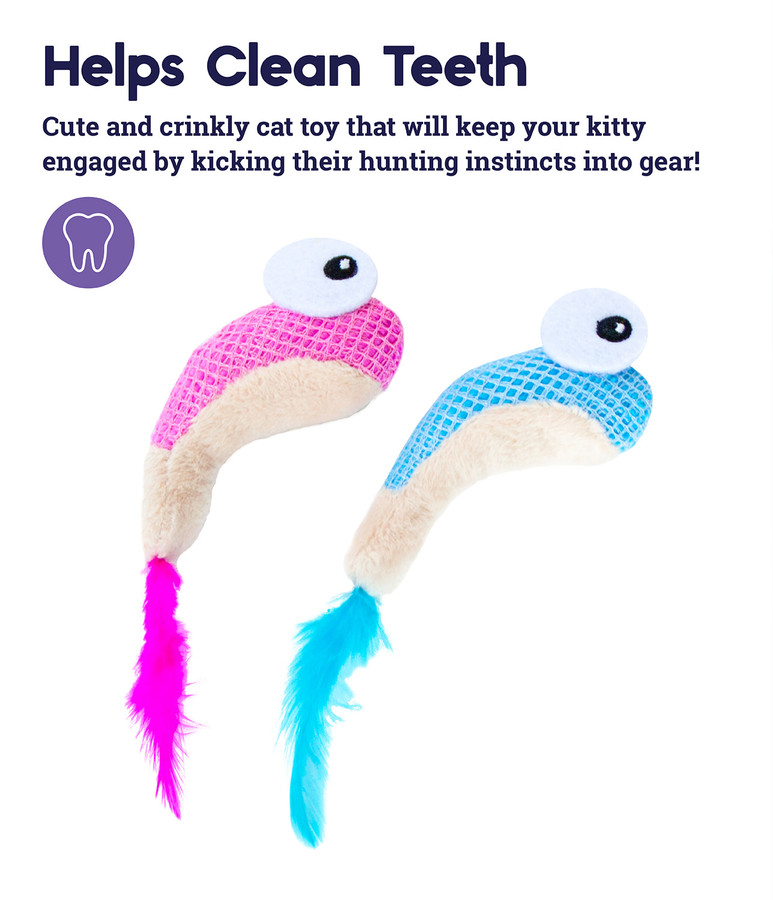 Dental Shrimpies Cat Chew Toy - 2 Pack Multi