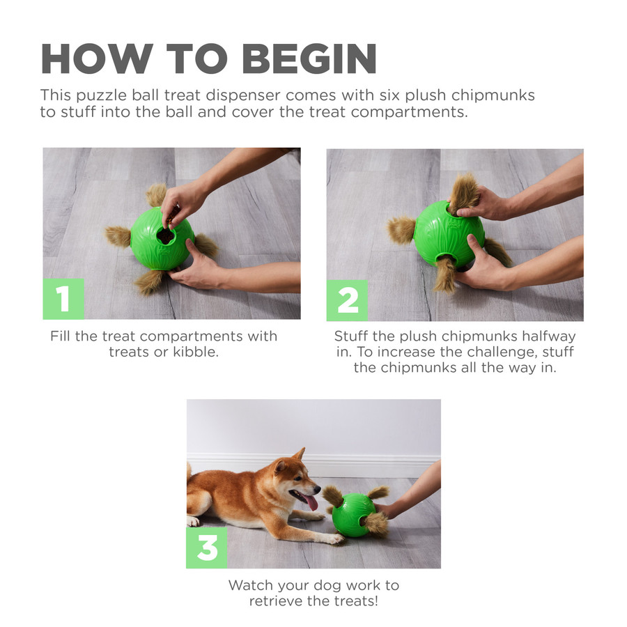 Dog Snuffle N' Treat Ball Puzzle Green Lrg