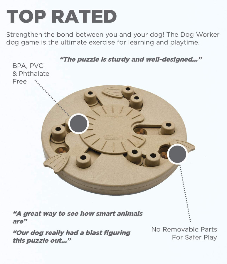 Dog Worker Interactive Treat Puzzle Dog Toy Tan