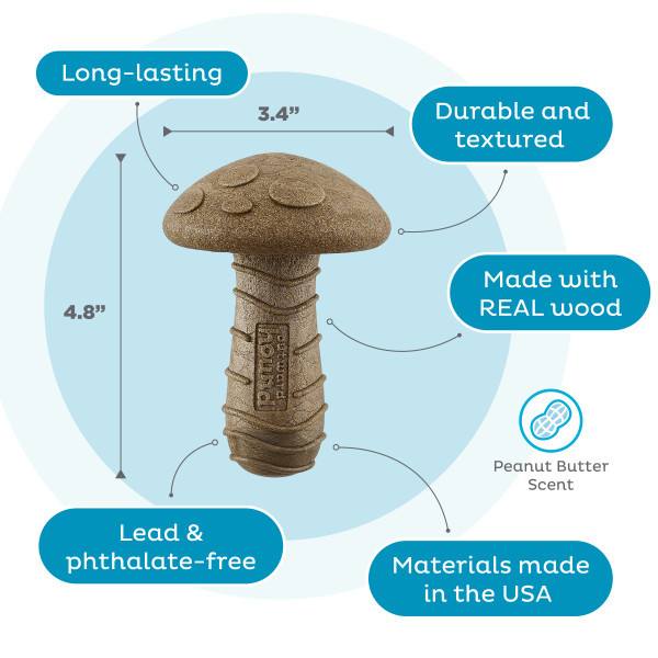 Dogwood Mushroom Durable Dog Chew Toy Peanut Butter Scent Medium