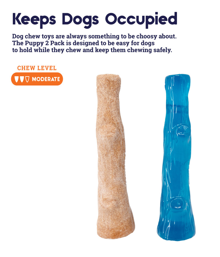 Dogwood Wood Alternative Dog Chew Toy Puppy 2-pack Multi Small