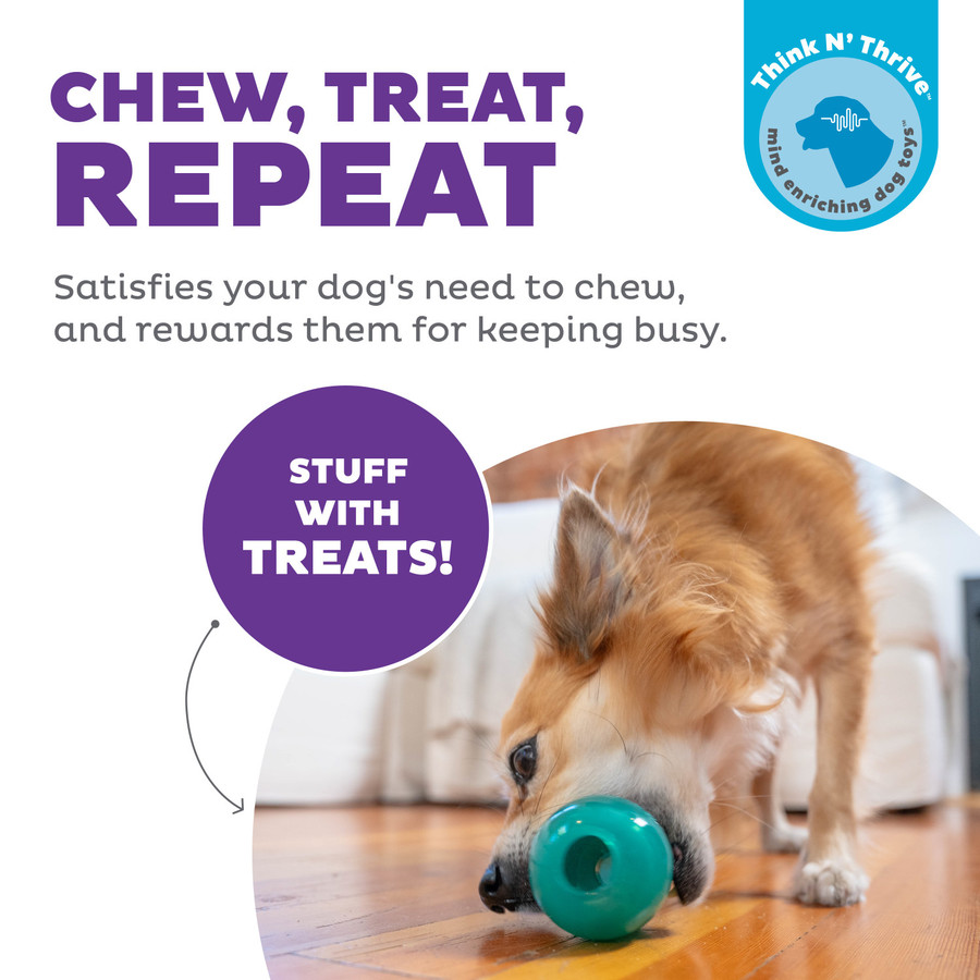 Double-Tuff Interactive Treat Stuffer Durable Dog Chew Toy Blue Medium