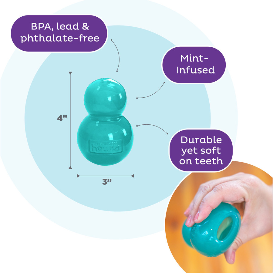 Double-Tuff Interactive Treat Stuffer Durable Dog Chew Toy Blue Medium