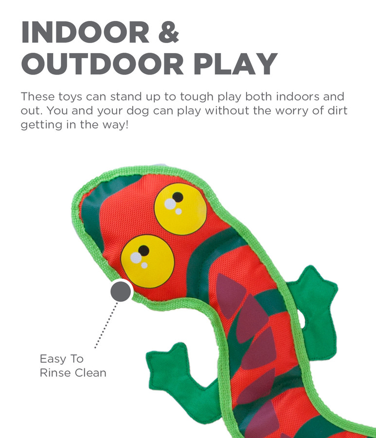 Fire Biterz Gecko Plush Interactive Dog Toy Orange Large