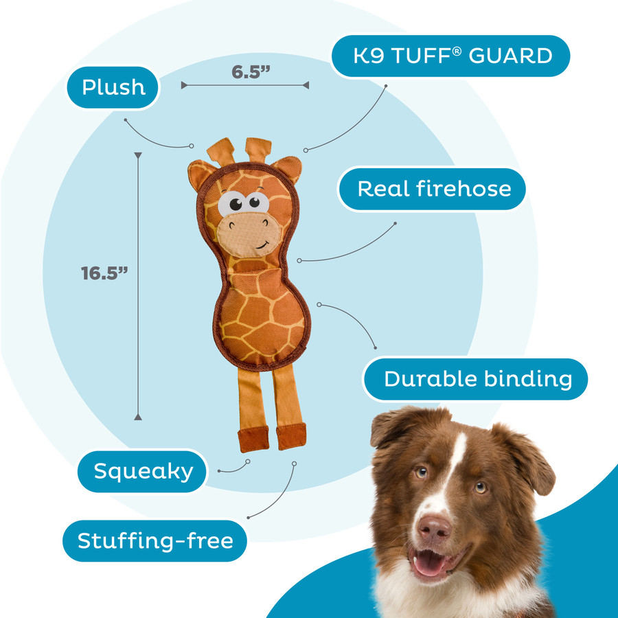 Fire Biterz Giraffe Firehose Plush Dog Toy