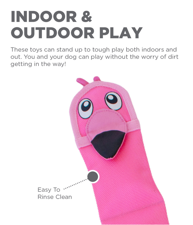 Fire Biterz Tropical Plush Interactive Dog Toy Flamingo