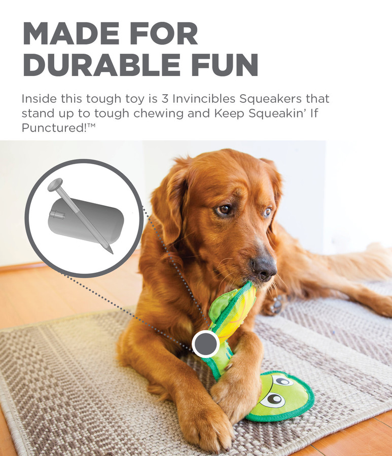 Fire Biterz Turtle Plush Interactive Dog Toy Green Medium