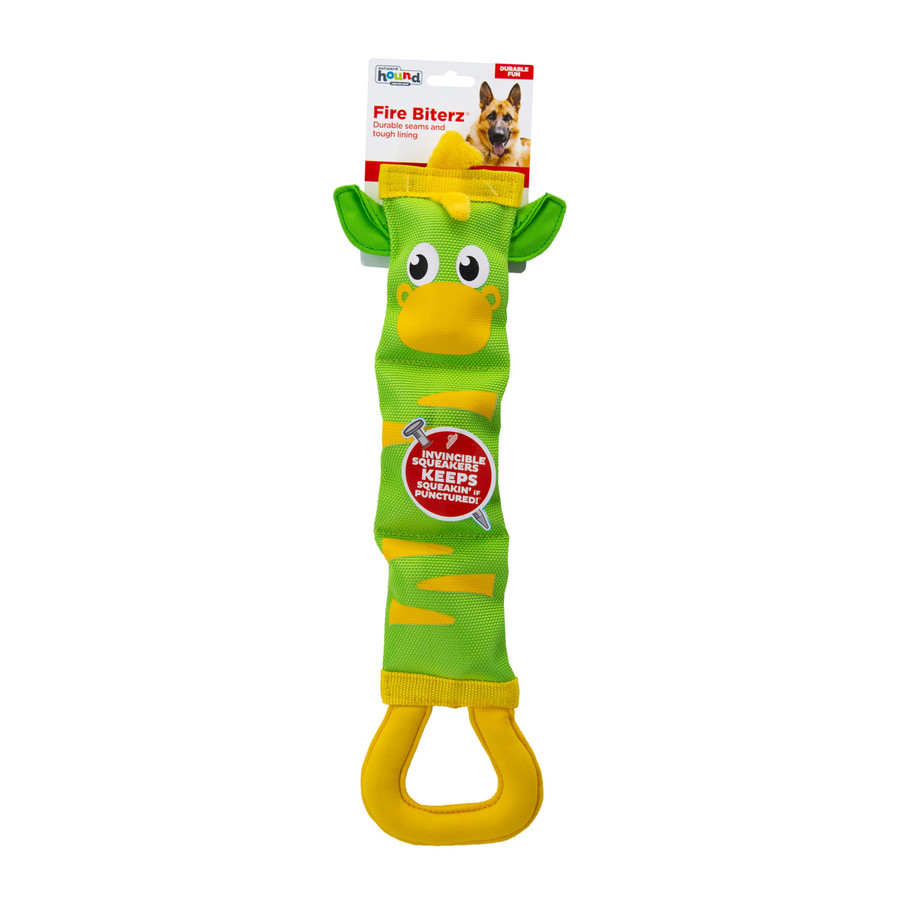 Fire Biterz Zebra Plush Interactive Dog Toy Green Large