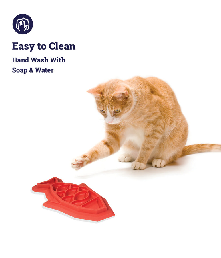 Fishie Fun Feed Mat Cat Slow Feeder Pink