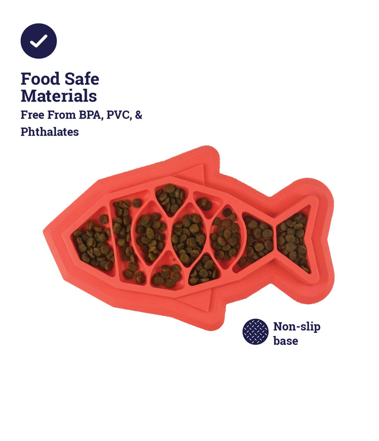 Fishie Fun Feed Mat Cat Slow Feeder Pink