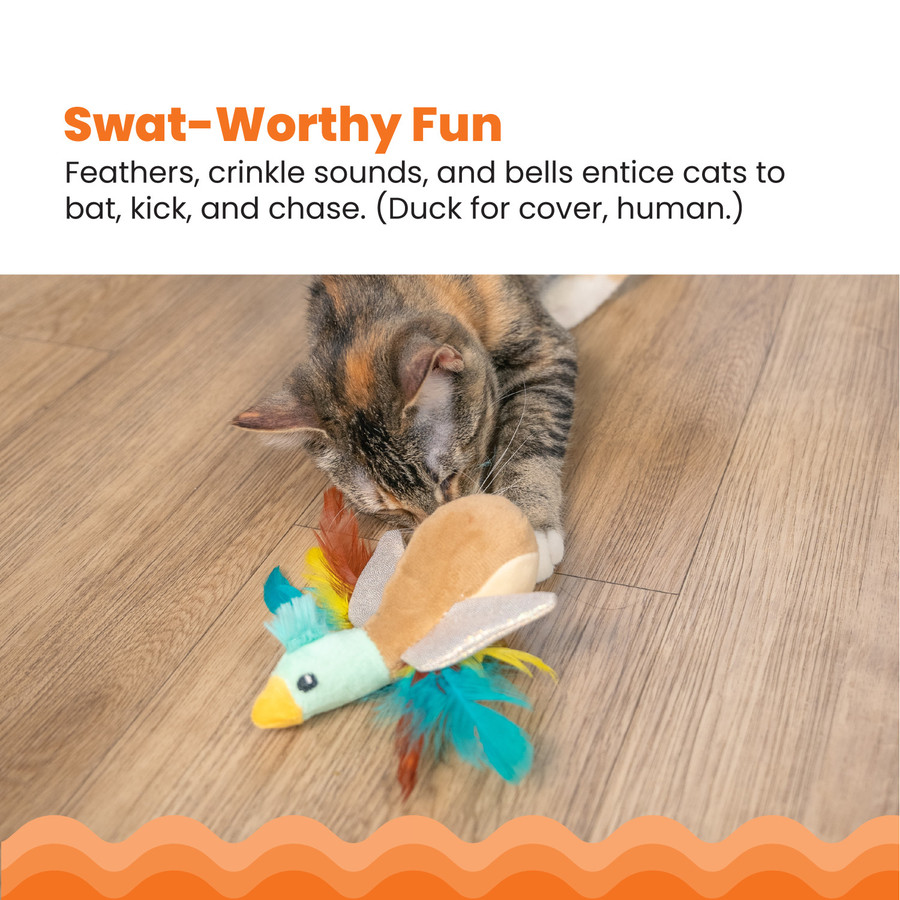 Flapperz Duck Plush Catnip Cat Toy Multi