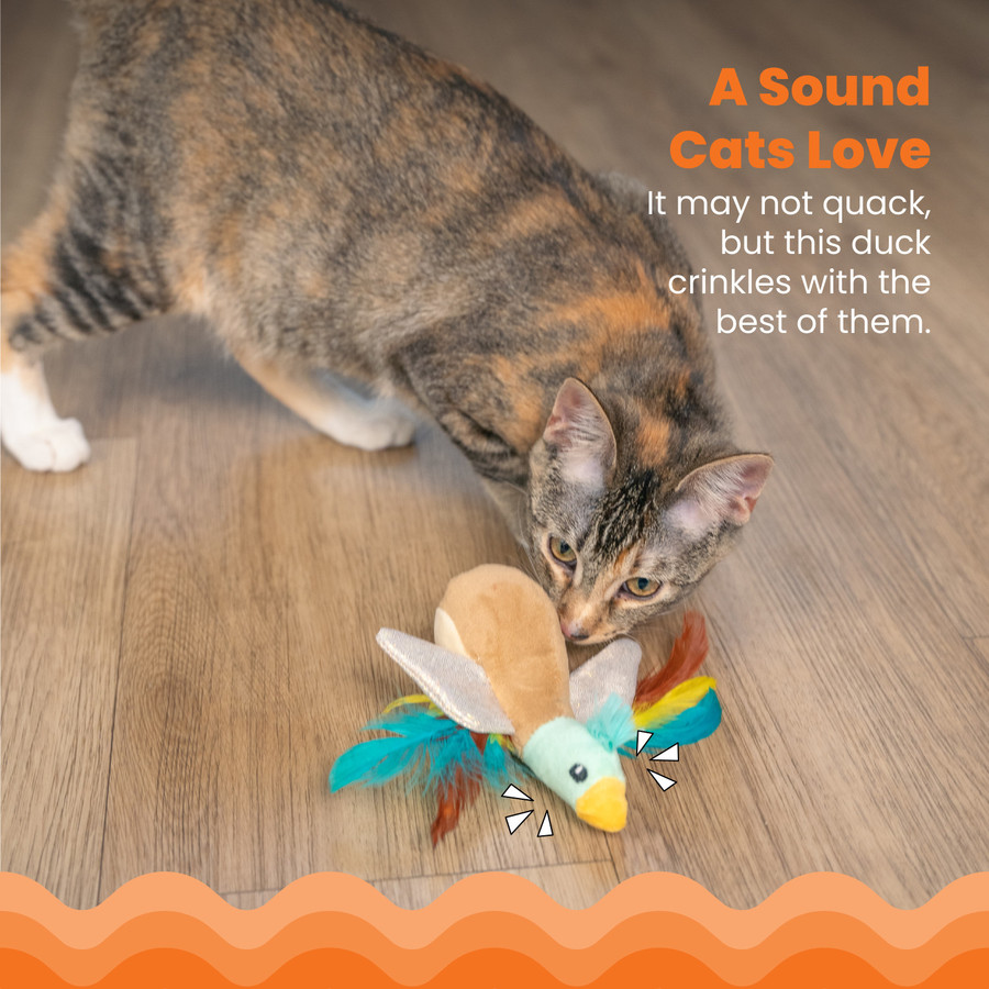 Flapperz Duck Plush Catnip Cat Toy Multi