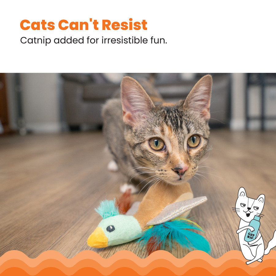 Flapperz Duck Plush Catnip Cat Toy Multi